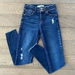 KanCan Distressed Frayed Hem Skinny Ankle Jeans